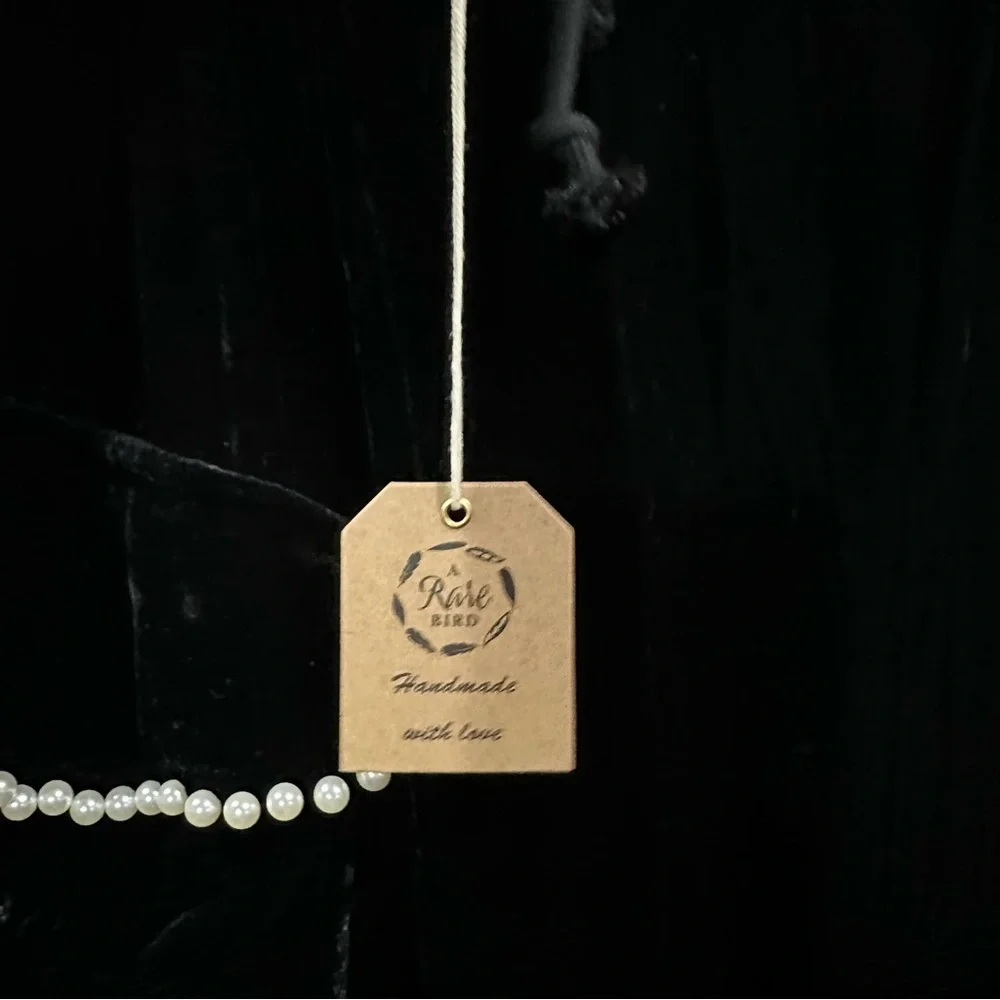 New A Rare Bird black velvet pants with pearls O/S - Picture 5 of 7